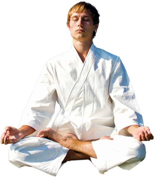 Martial Arts Lessons for Adults in Vista CA - Young Man Thinking and Meditating in White